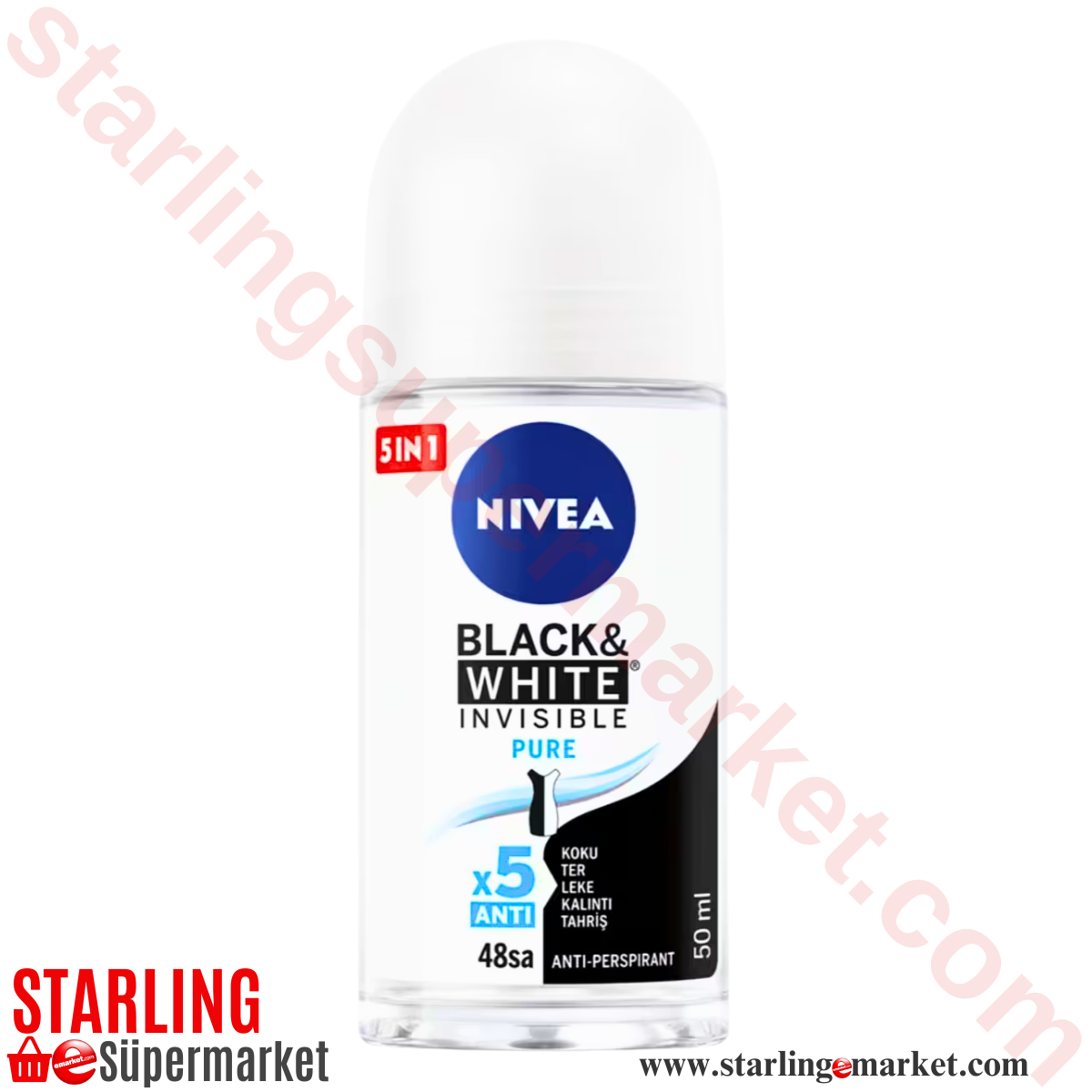 NIVEA ROLL ON KADIN B&W PURE 50 ML