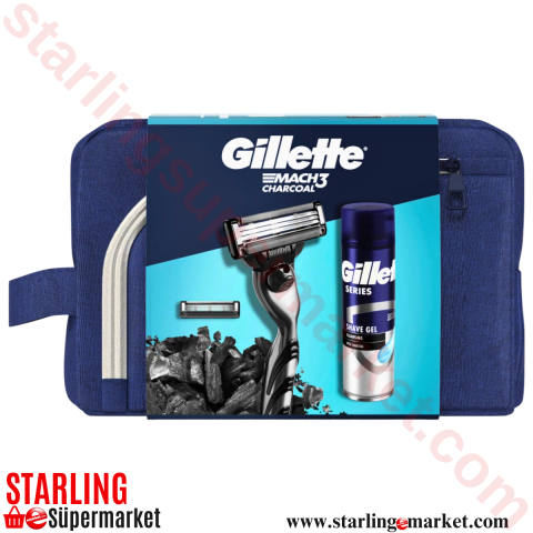GILLETTE MACH 3 CHARCOAL 2UP+GEL+CANTA