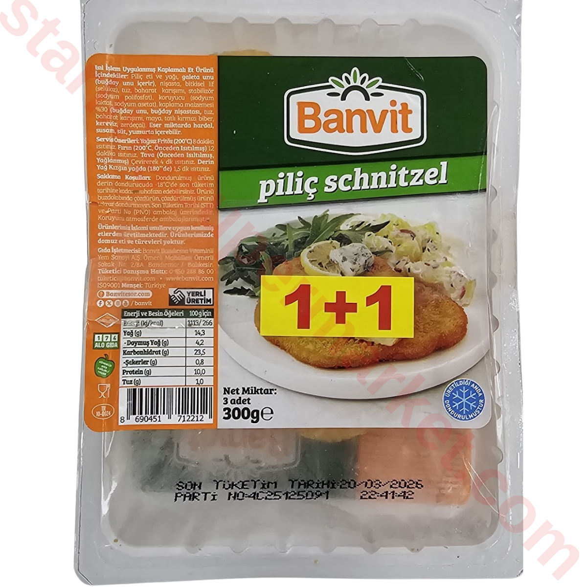 BANVIT TAVUK SCHNITZEL KUVET 300 G 1+1