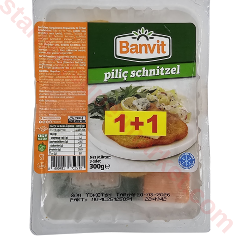 BANVIT TAVUK SCHNITZEL KUVET 300 G 1+1
