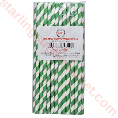 EROL SAH KAGIT PIPET YESIL-BEYAZ 6*200MM 50 LI