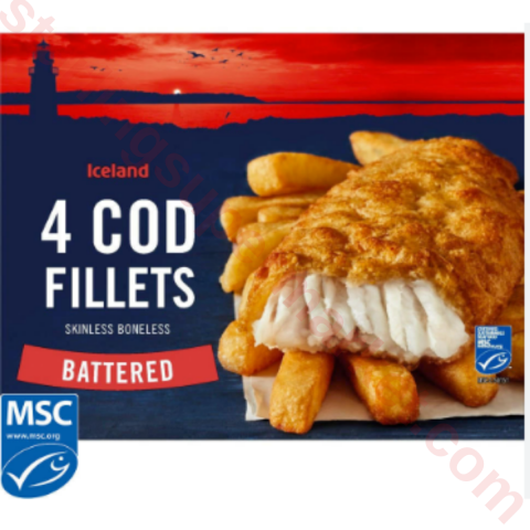 ICELAND BALIK BATTERED COD FILLETS 4PK 500 G