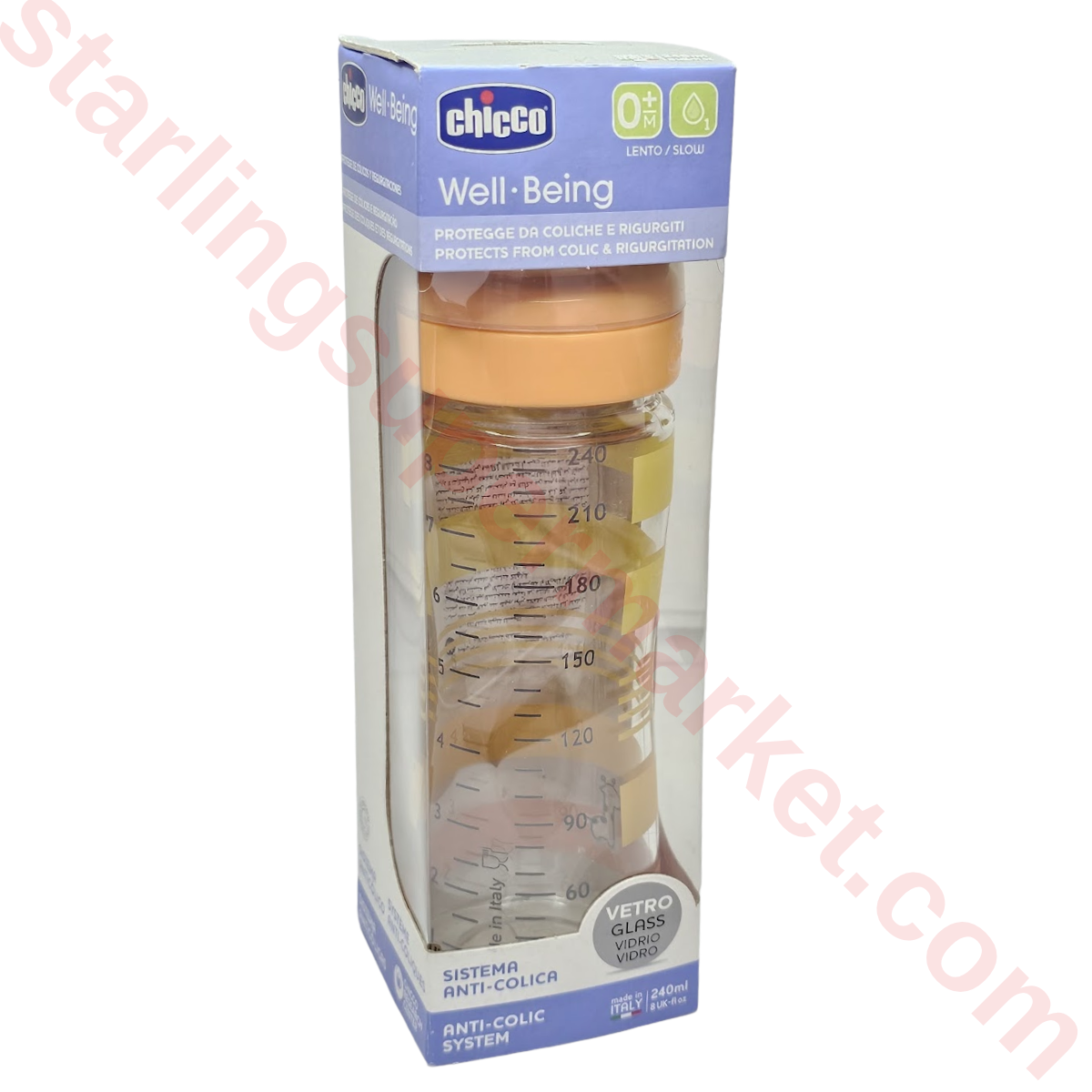 CHICCO WELL BEING BIBERON GLASS SLOW SIL. 240 ML