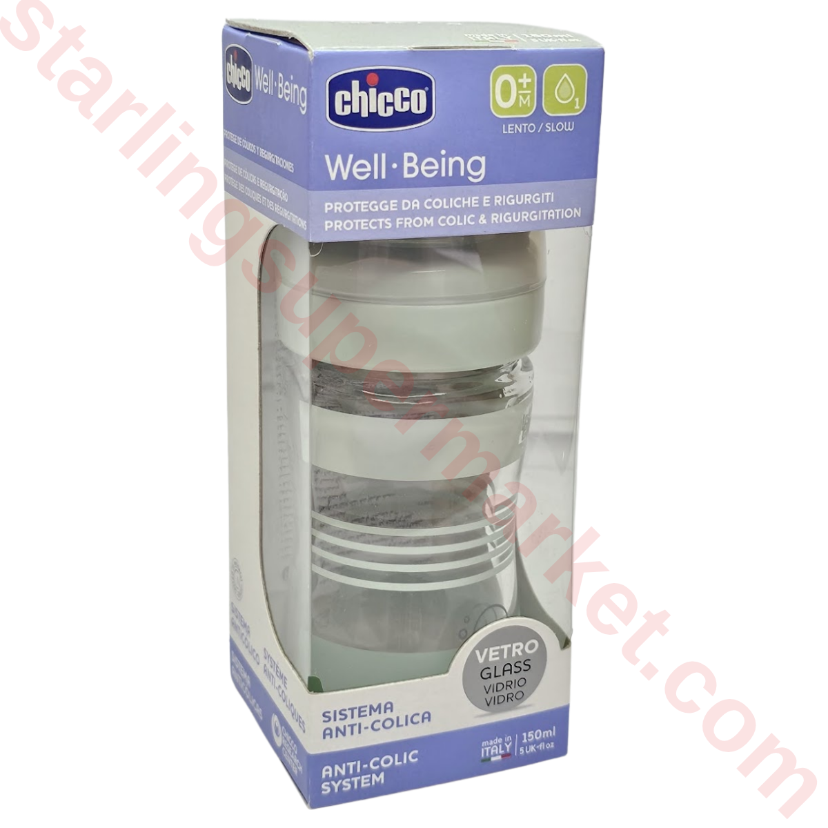 CHICCO WELL BEING GLASS BIBERON 0+ SLOW SIL 150 ML