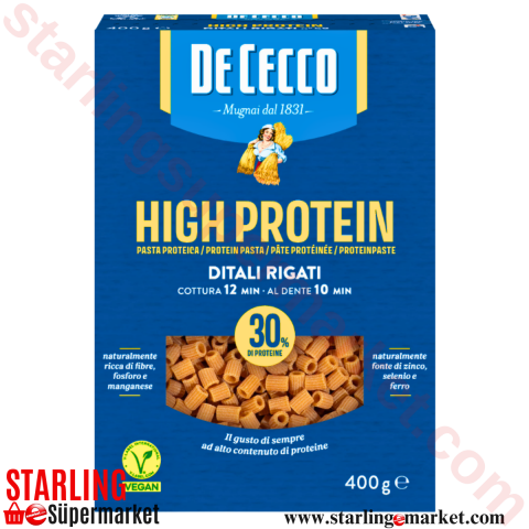 DECECCO MAKARNA DITALI RIGATI HIGH PROTEIN 400 G