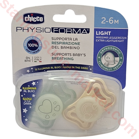 CHICCO PHYSIO LIGHT GLOW YAL. EMZIK 2-6M 2 PCS