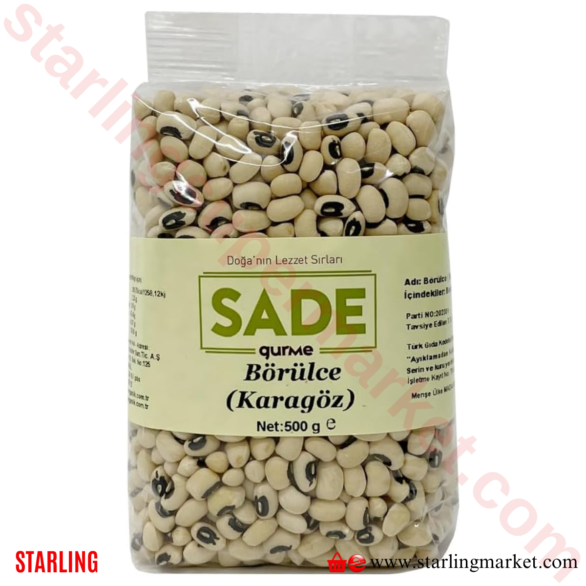 SADE ORGANIK BORULCE KARAGOZ 500 G