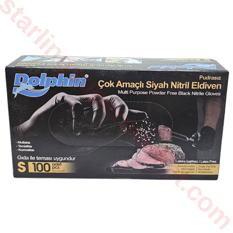 DOLPHIN ELDIVEN NITRILL SIYAH SMALL 100 LU