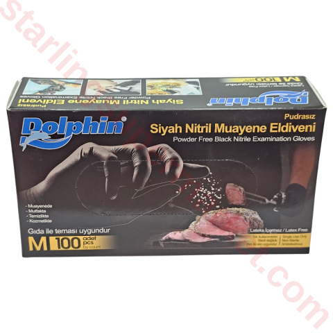 DOLPHIN ELDIVEN NITRILL SIYAH MEDIUM 100 LU