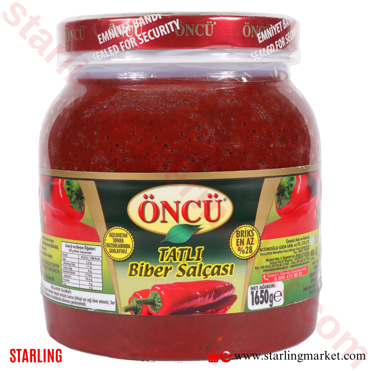 ONCU SALCA BIBER TATLI 1650 G