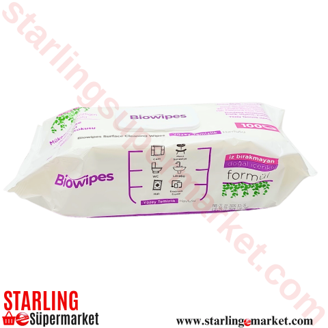 BIOWIPES YUZEY TEMIZLEME MENDILI BEYAZ SABU 100 LU