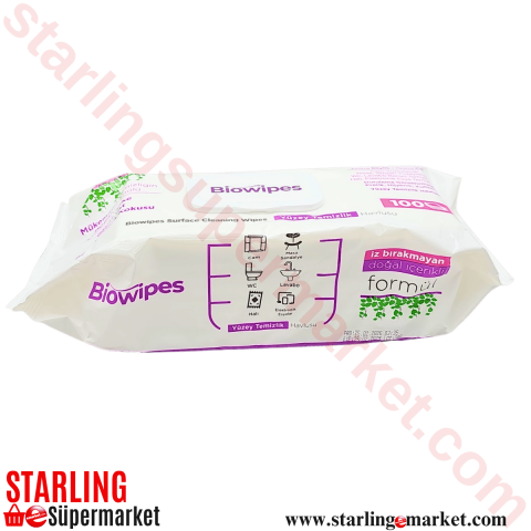 BIOWIPES YUZEY TEMIZLEME MENDILI BEYAZ SABU 100 LU