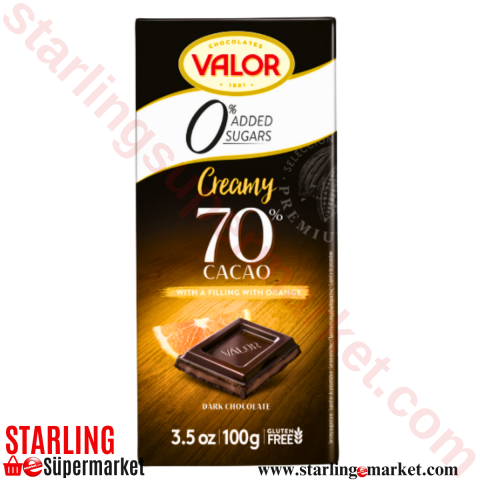VALOR CHOCOLATE CREAMY %70 DARK WITH ORANGE 100 G