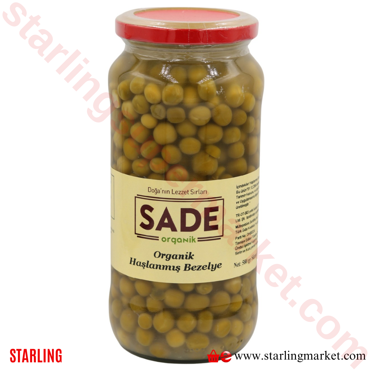 SADE ORGANIK HASLANMIS BEZELYE 580 G