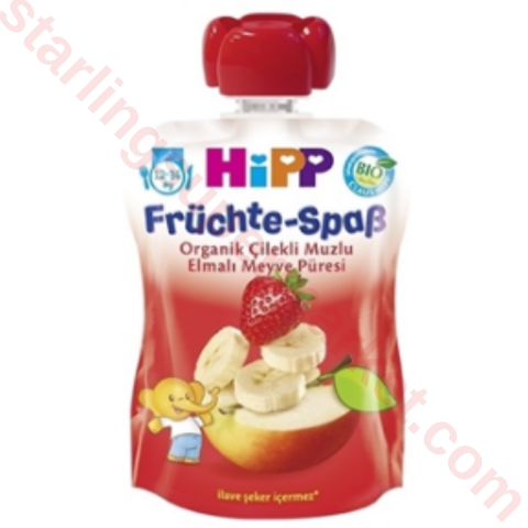 HIPP ORGANIK ELMALI MUZLU CILEKLI MEYVE KEYFI 90 G