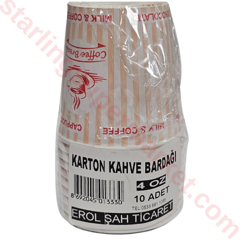EROL SAH KARTON BARDAK 4 OZ 10 LU