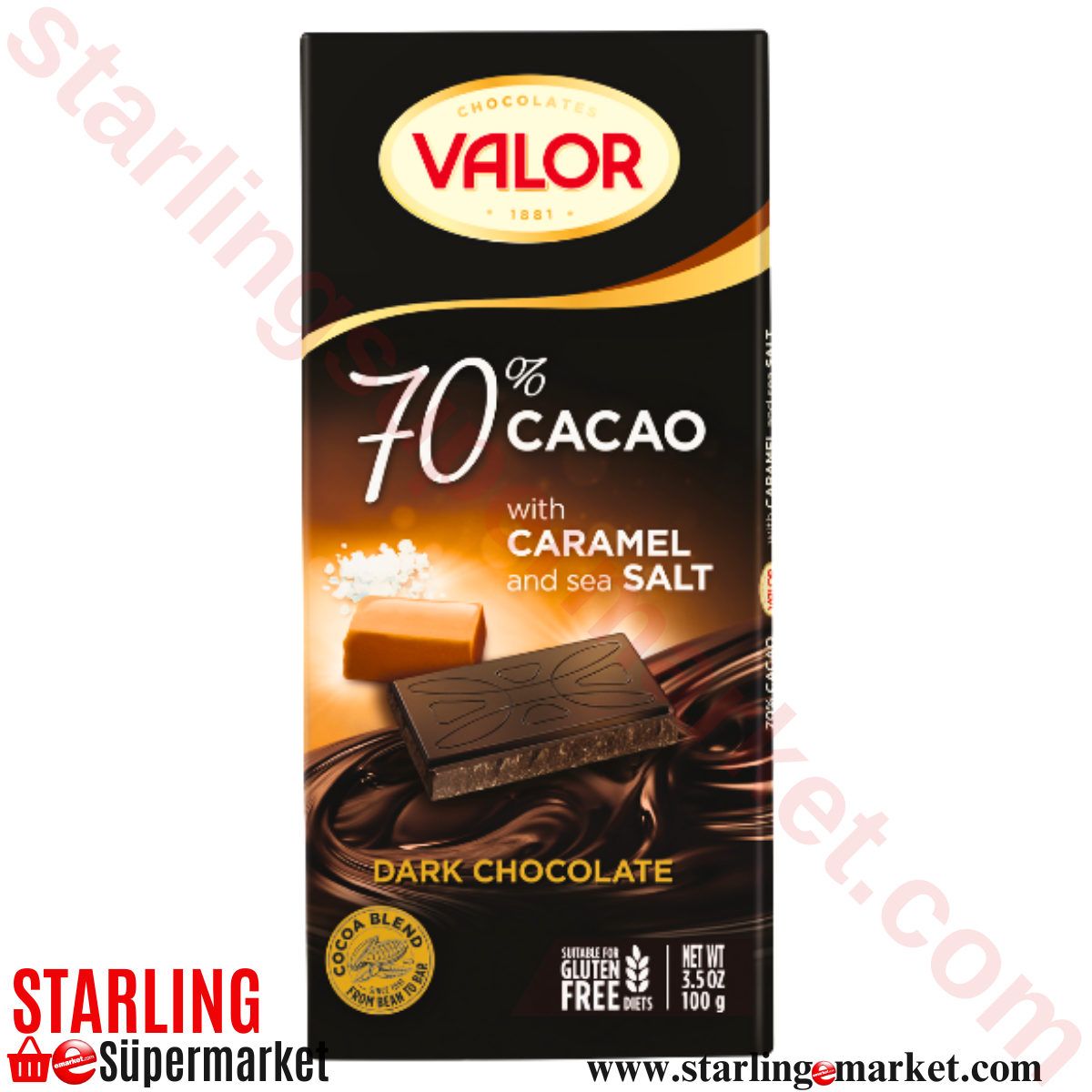 VALOR CHOCOLATE DARK %70 WITH CARAMEL&SALT 100 G