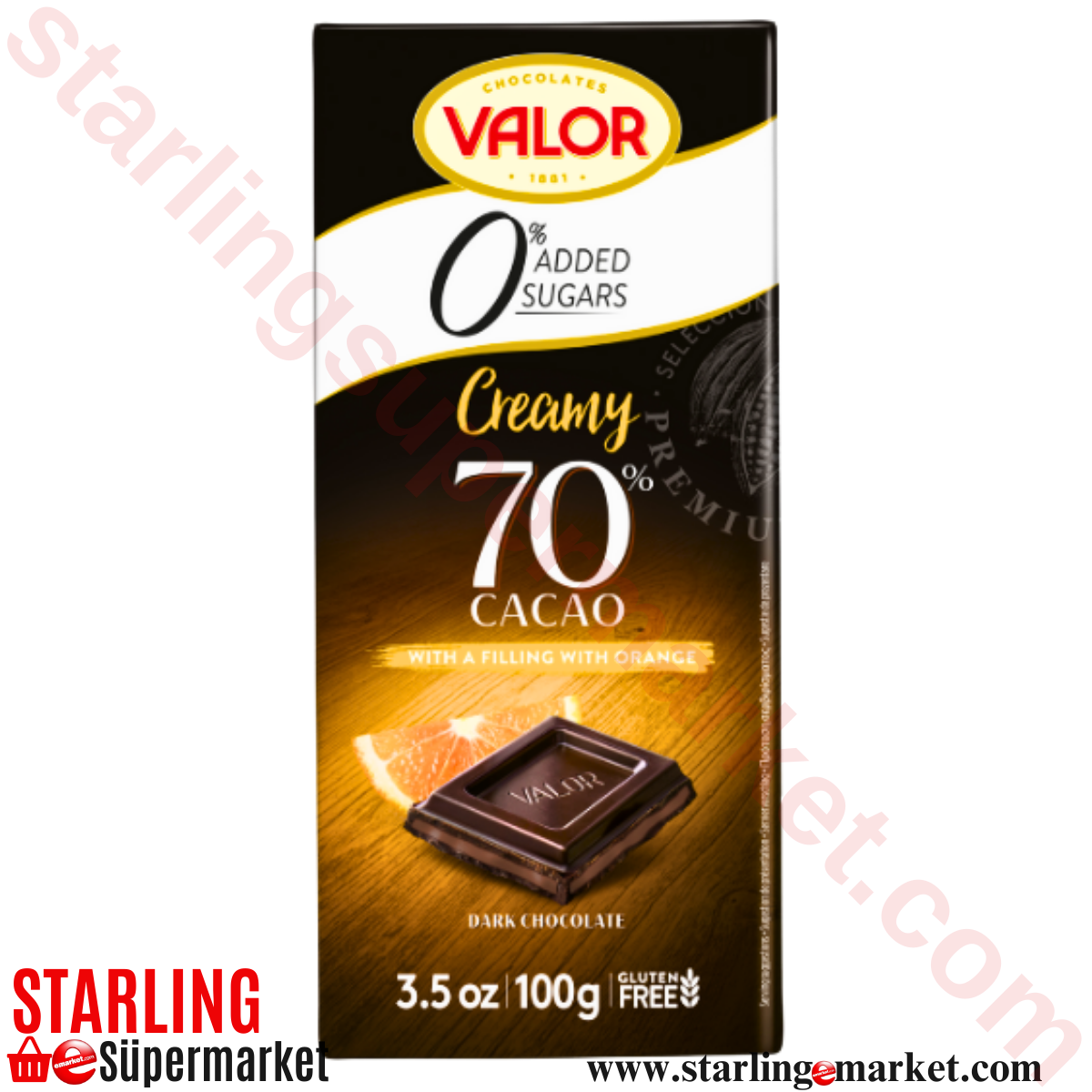 VALOR CHOCOLATE DARK %70 WITH ORANGE 100 G