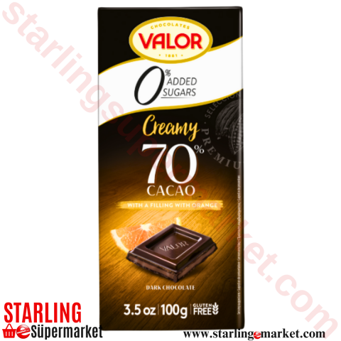 VALOR CHOCOLATE DARK %70 WITH ORANGE 100 G