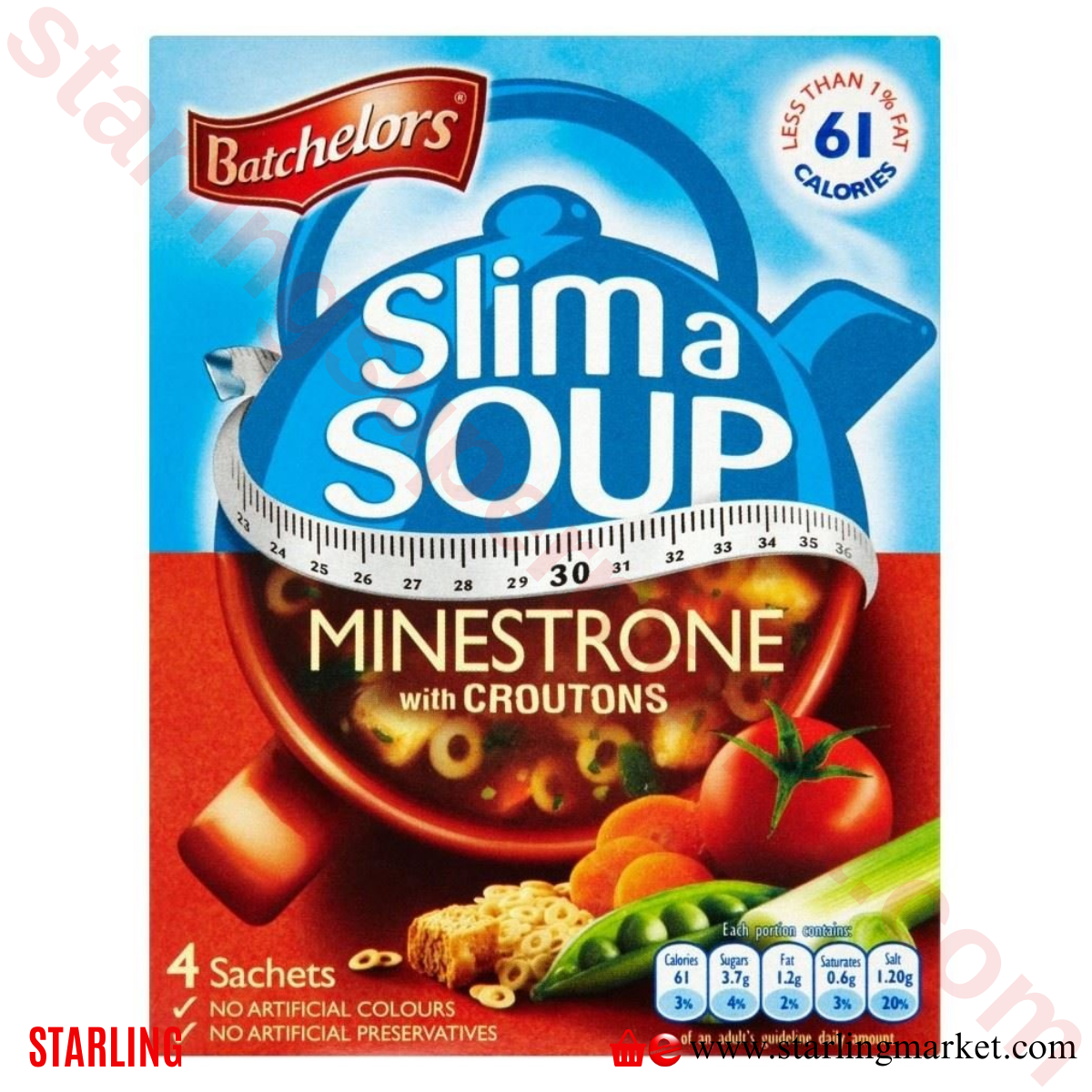 BATCHELORS SLIMA SOUP MINESTRONE WITH CROUTON 61 G