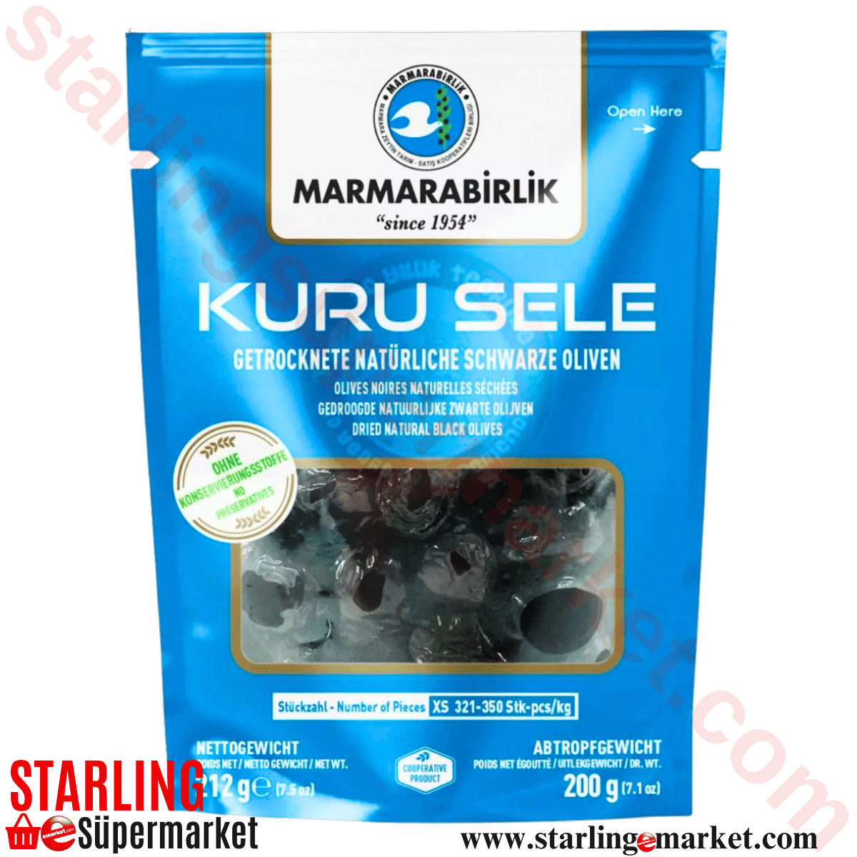 MARMARABIRLIK ZEYTIN SIYAH KURU SELE DOY XS 200 G