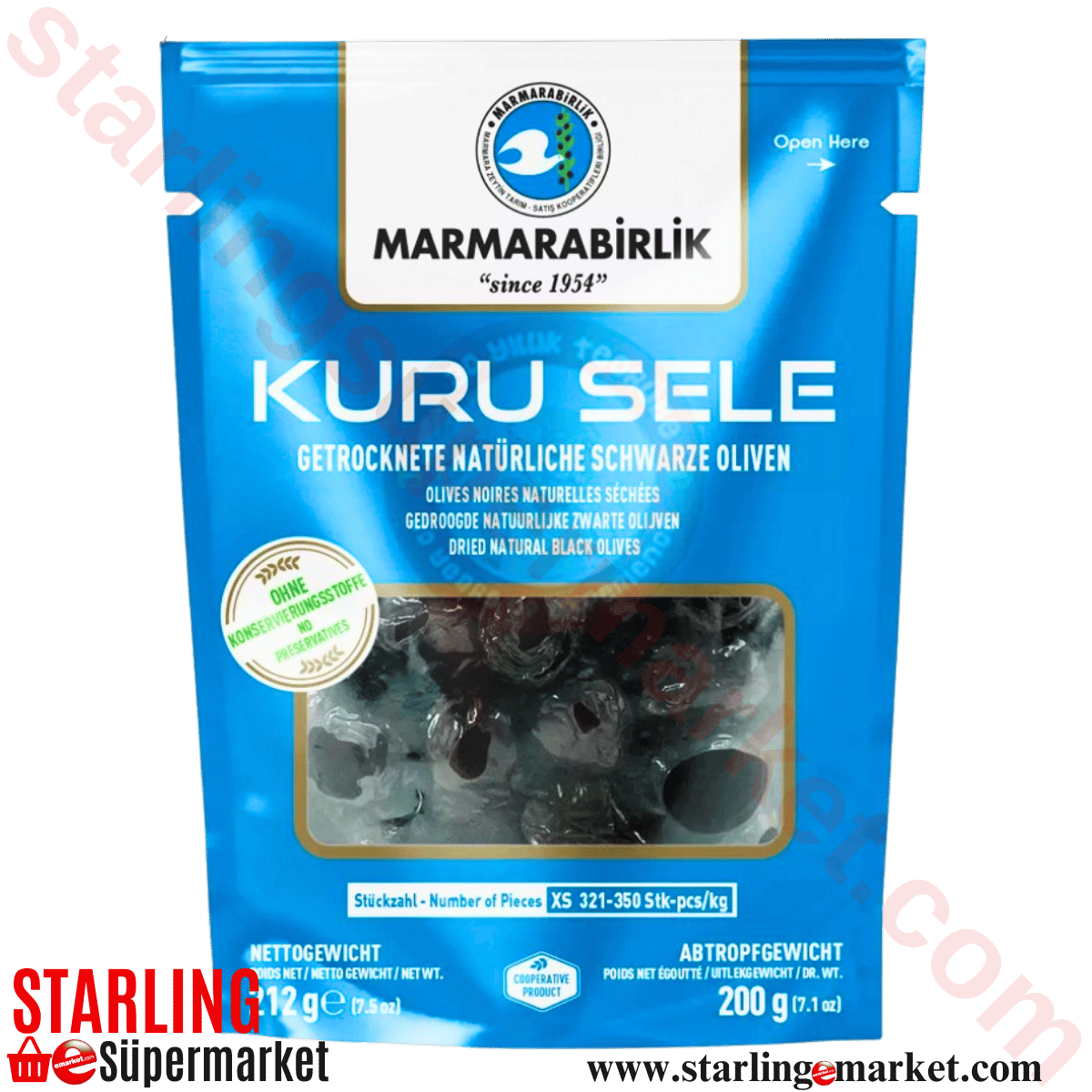 MARMARABIRLIK ZEYTIN SIYAH KURU SELE DOY XS 200 G