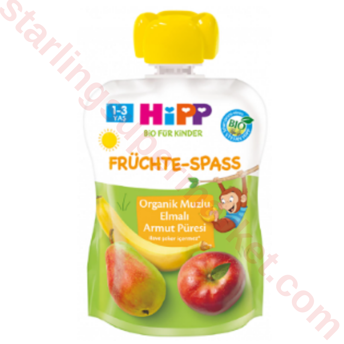 HIPP ORGANIK ARMUTLU MUZLU ELMALI MEYVE KEYFI 90 G