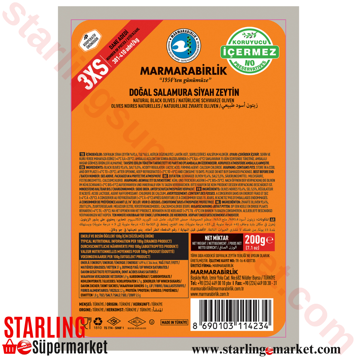 MARMARABIRLIK ZEYTIN LUKS VAKUM 200 G