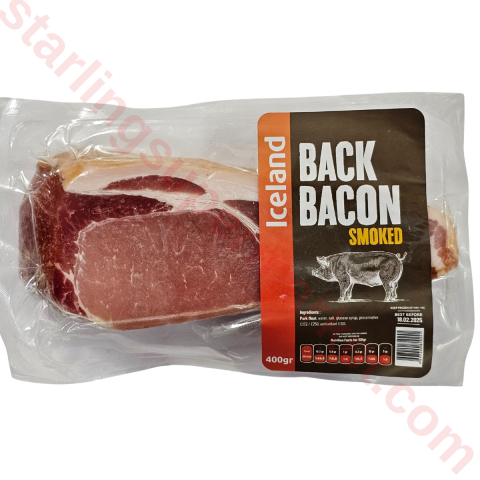 ICELAND BACK BACON SMOKED 400 G