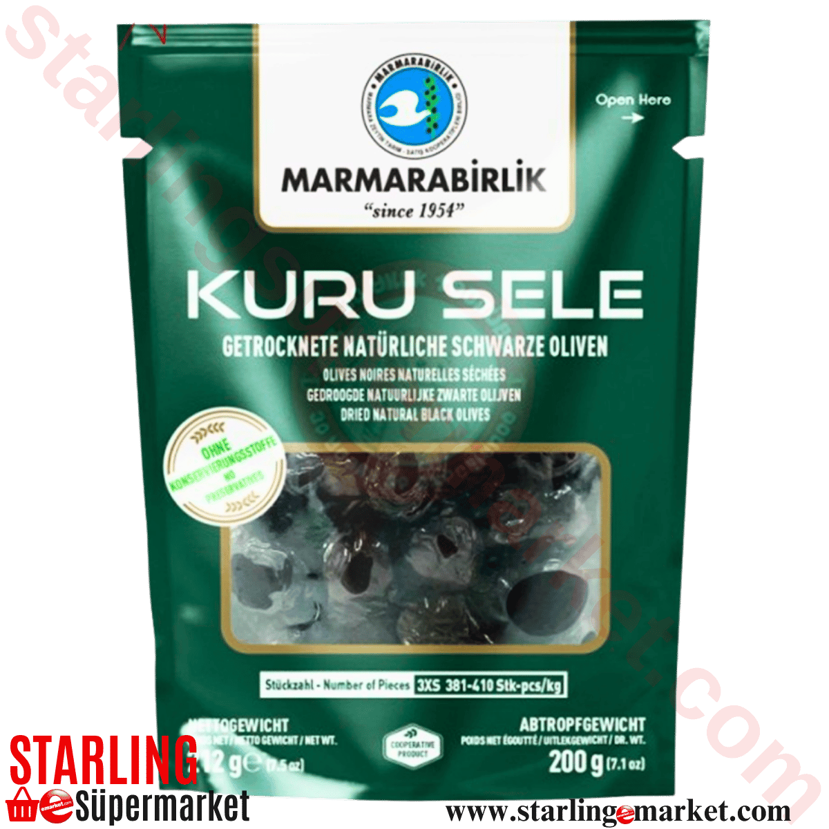 MARMARABIRLIK ZEYTIN SIYAH KURU SELE DOY 3XS 200 G