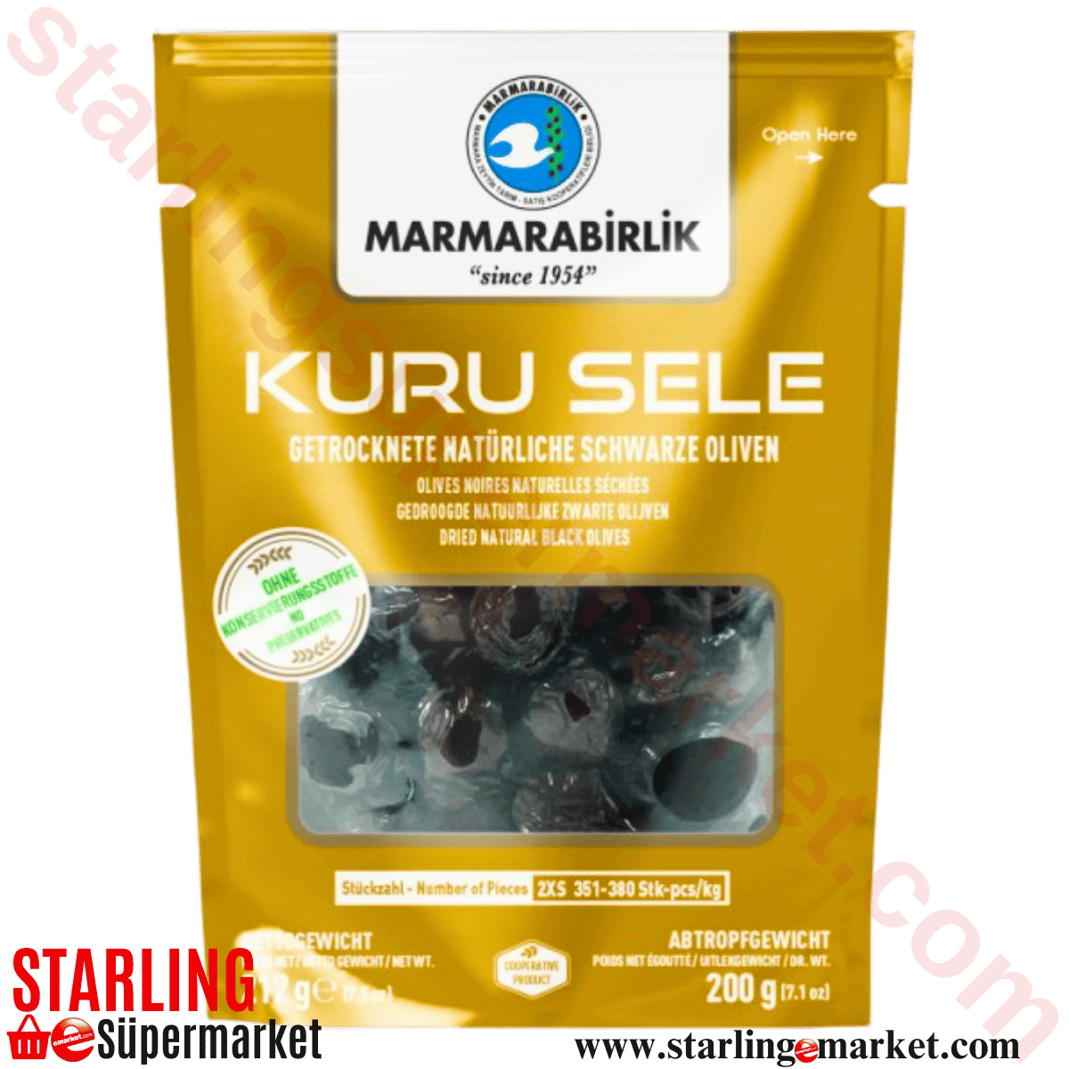 MARMARABIRLIK ZEYTIN SIYAH KURU SELE DOY 2XS 200 G