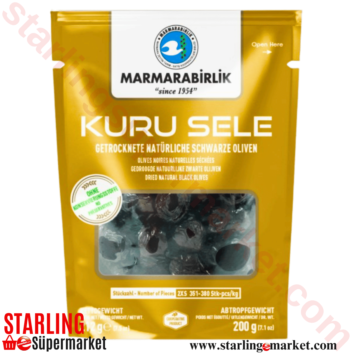 MARMARABIRLIK ZEYTIN SIYAH KURU SELE DOY 2XS 200 G