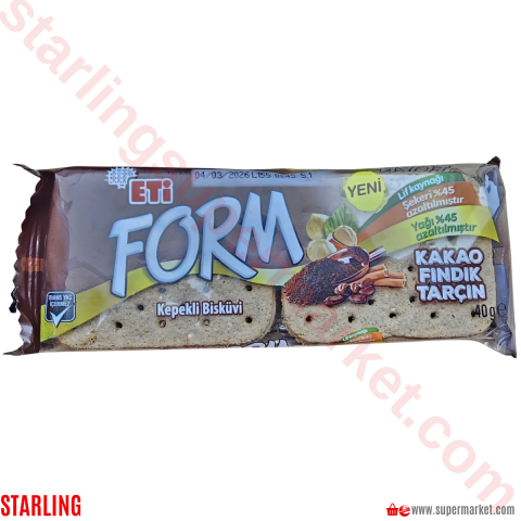 ETI FORM KEPEKLI BISKUVI KAKAOLU FINDIKLI TAR 40 G