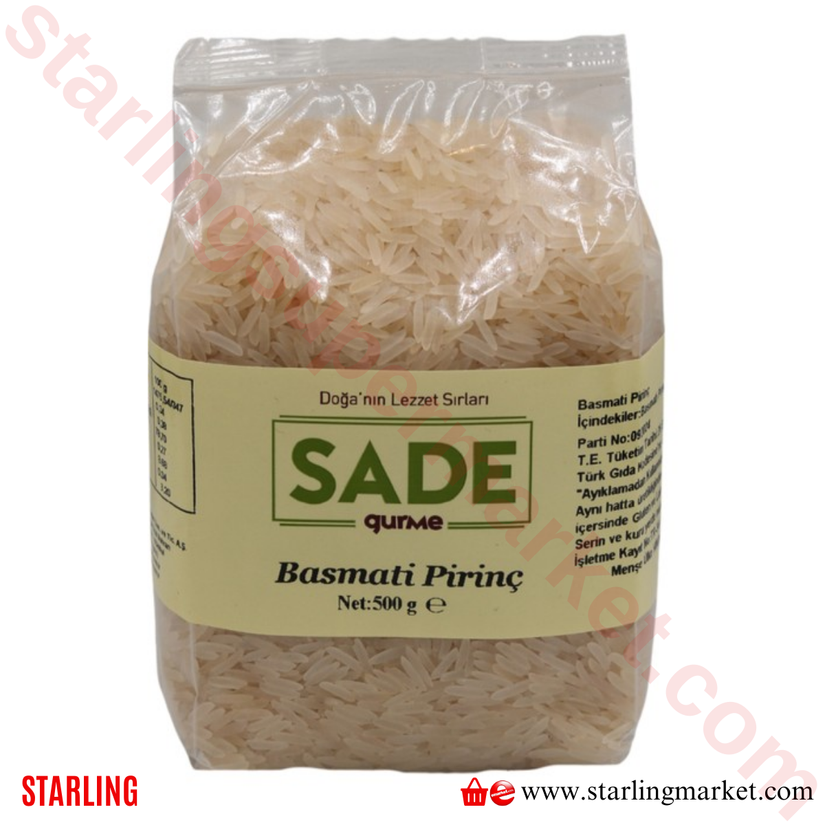 SADE ORGANIK PIRINC BASMATI 500 G