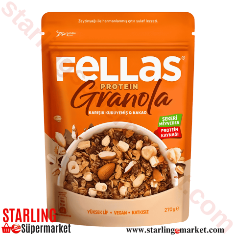 FELLAS GRANOLA PROTEIN KARISIK KURUYEM-KAKAO 270 G