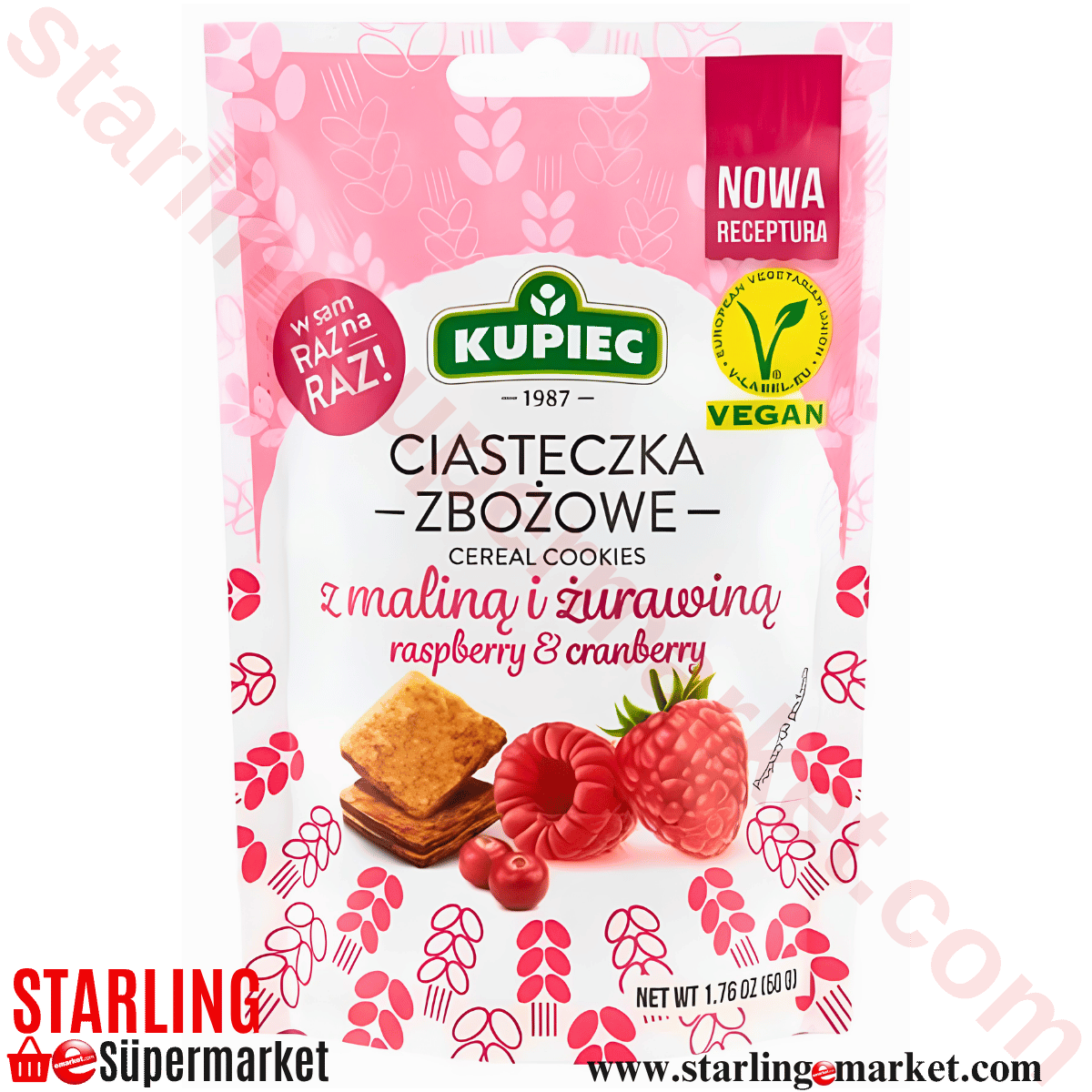 KUPIEC MINI RASPBERRY FLAVOURED KRAKER 50 G