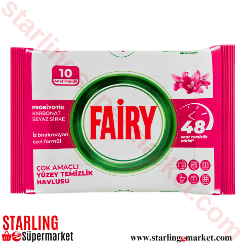 FAIRY YUZEY TEMIZLEME MENDILI LILYUM CICEGI 10 LU