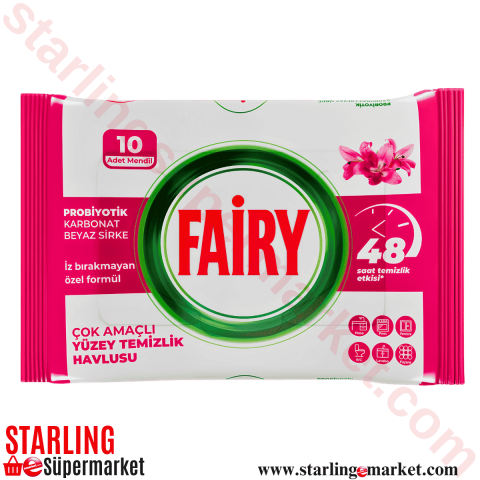 FAIRY YUZEY TEMIZLEME MENDILI LILYUM CICEGI 10 LU