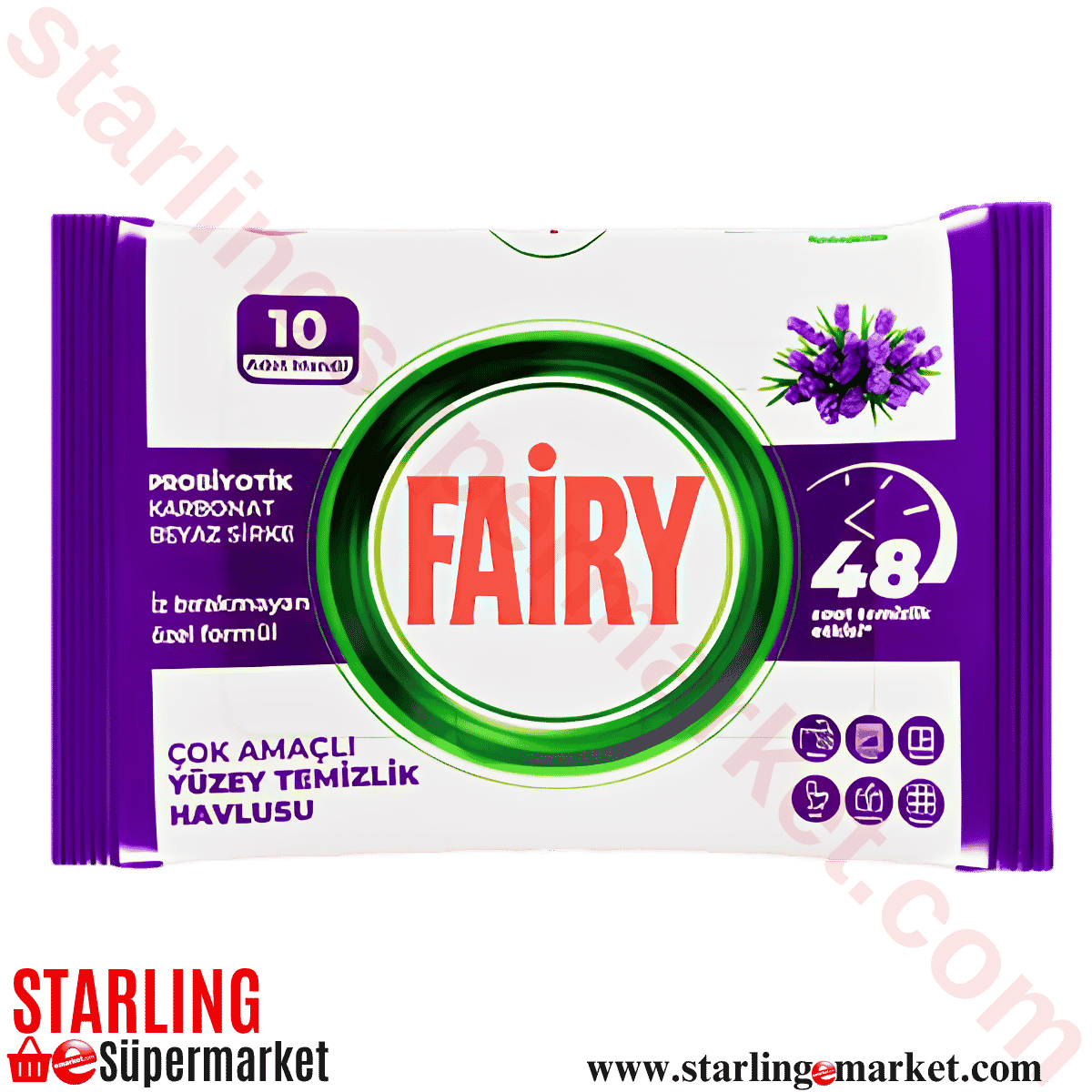 FAIRY YUZEY TEMIZLEME MENDILI LAVANTA YAGLI 10 LU