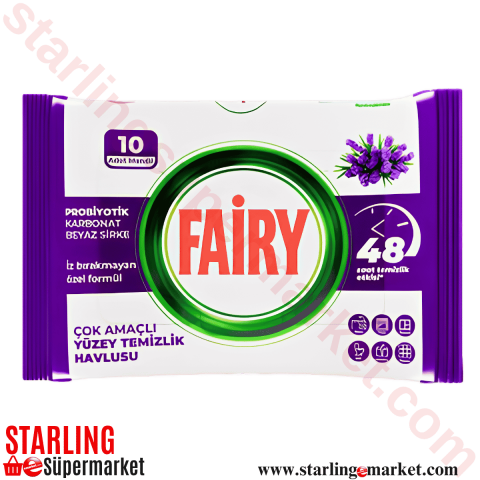 FAIRY YUZEY TEMIZLEME MENDILI LAVANTA YAGLI 10 LU