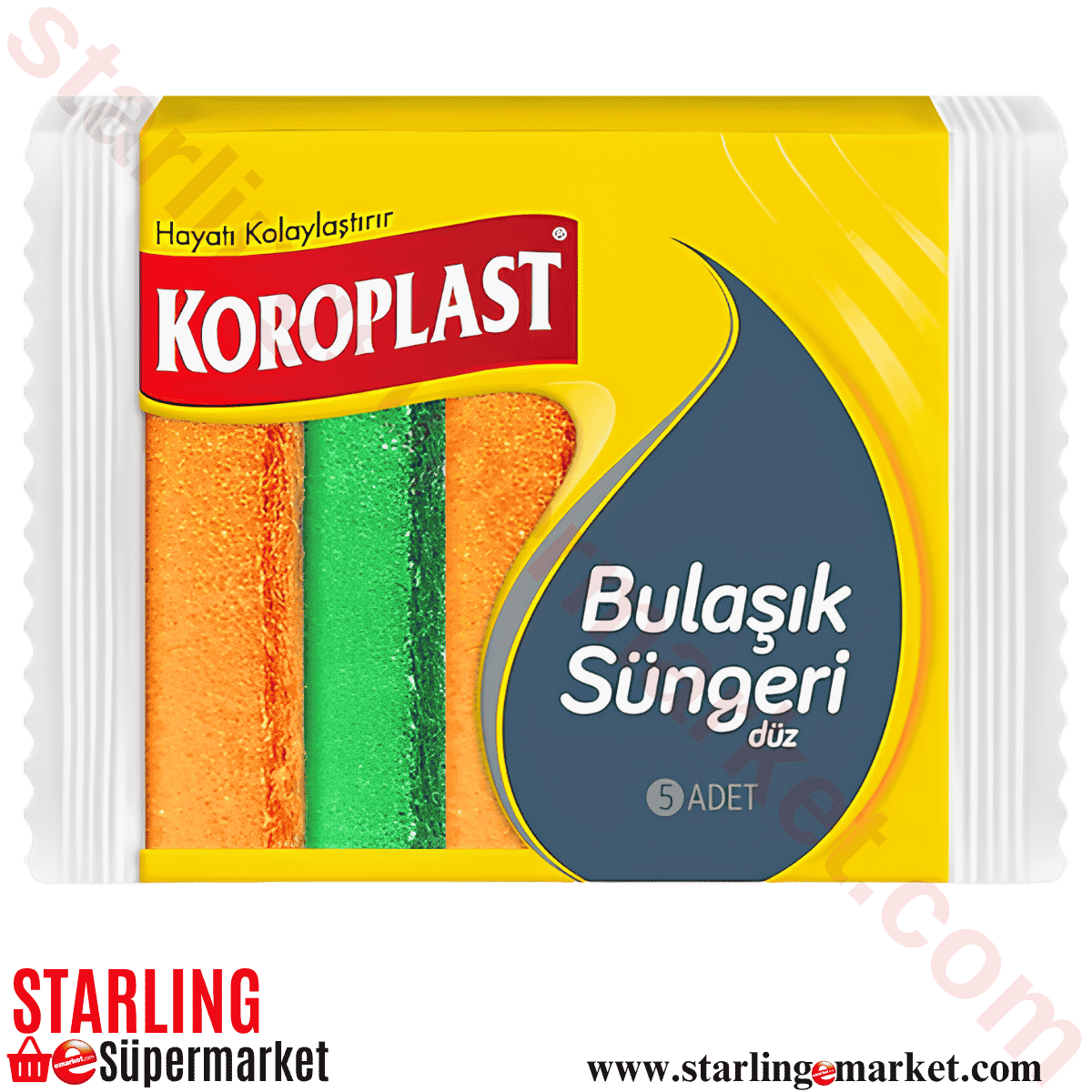 KOROPLAST DUZ BULASIK SUNGERI 5LI