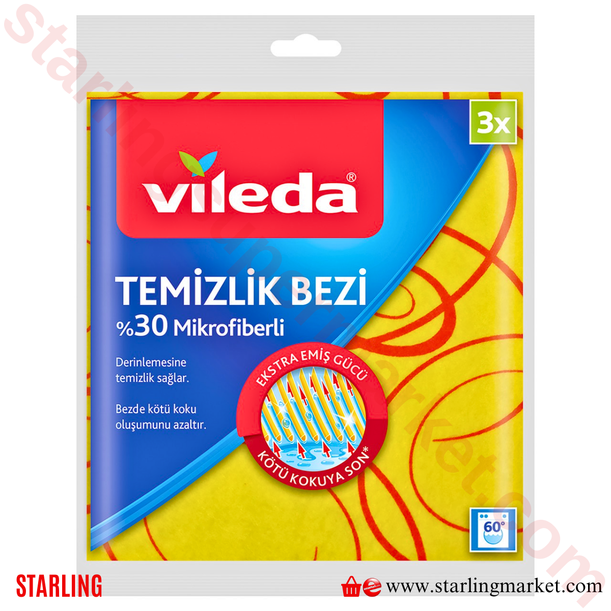 VILEDA TEMIZLIK BEZI MIKROFIBER DUZ 3 LU