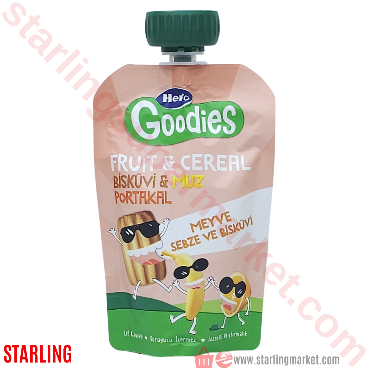 HERO GOODIES BISKUVI MUZ PORTAKAL POUCH 100 G