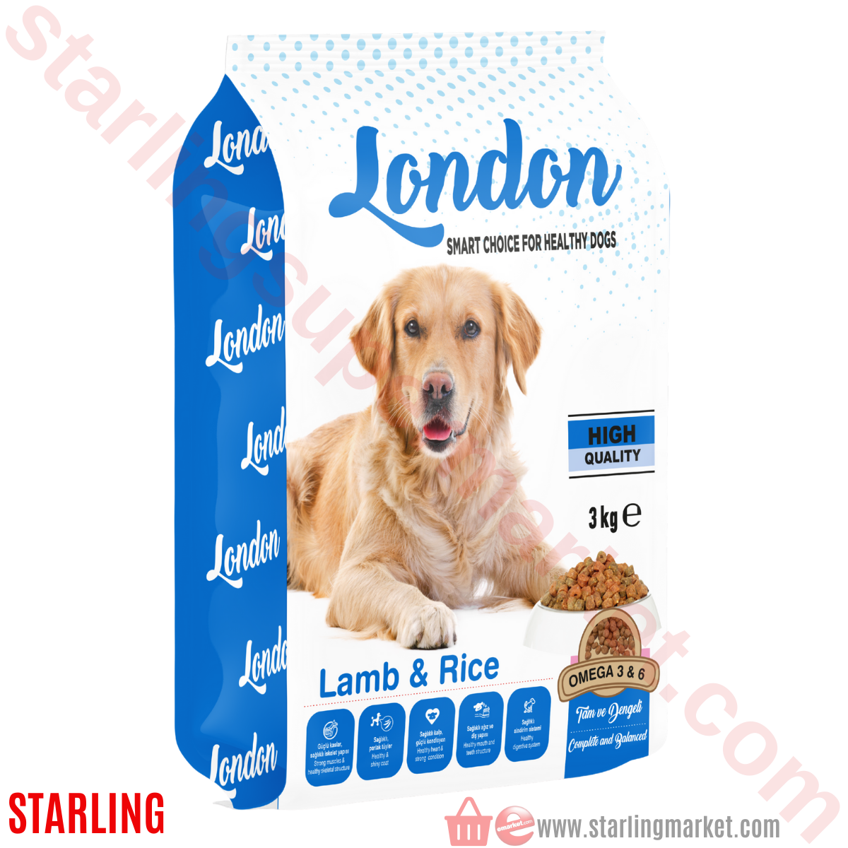 LONDON KOPEK MAMASI KURU LAMB&RICE 3 KG