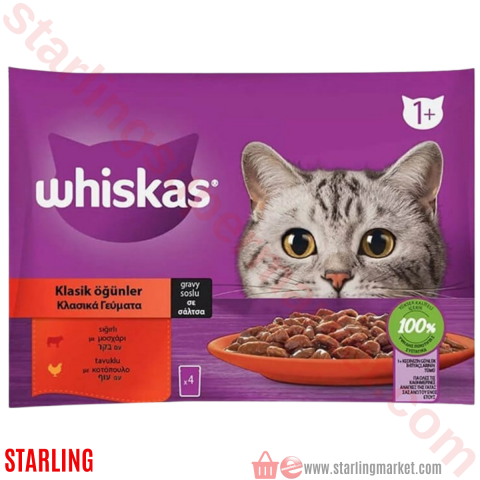 WHISKAS KEDI MAMASI ISLAK KLASIK OGUNLER 4*85 G