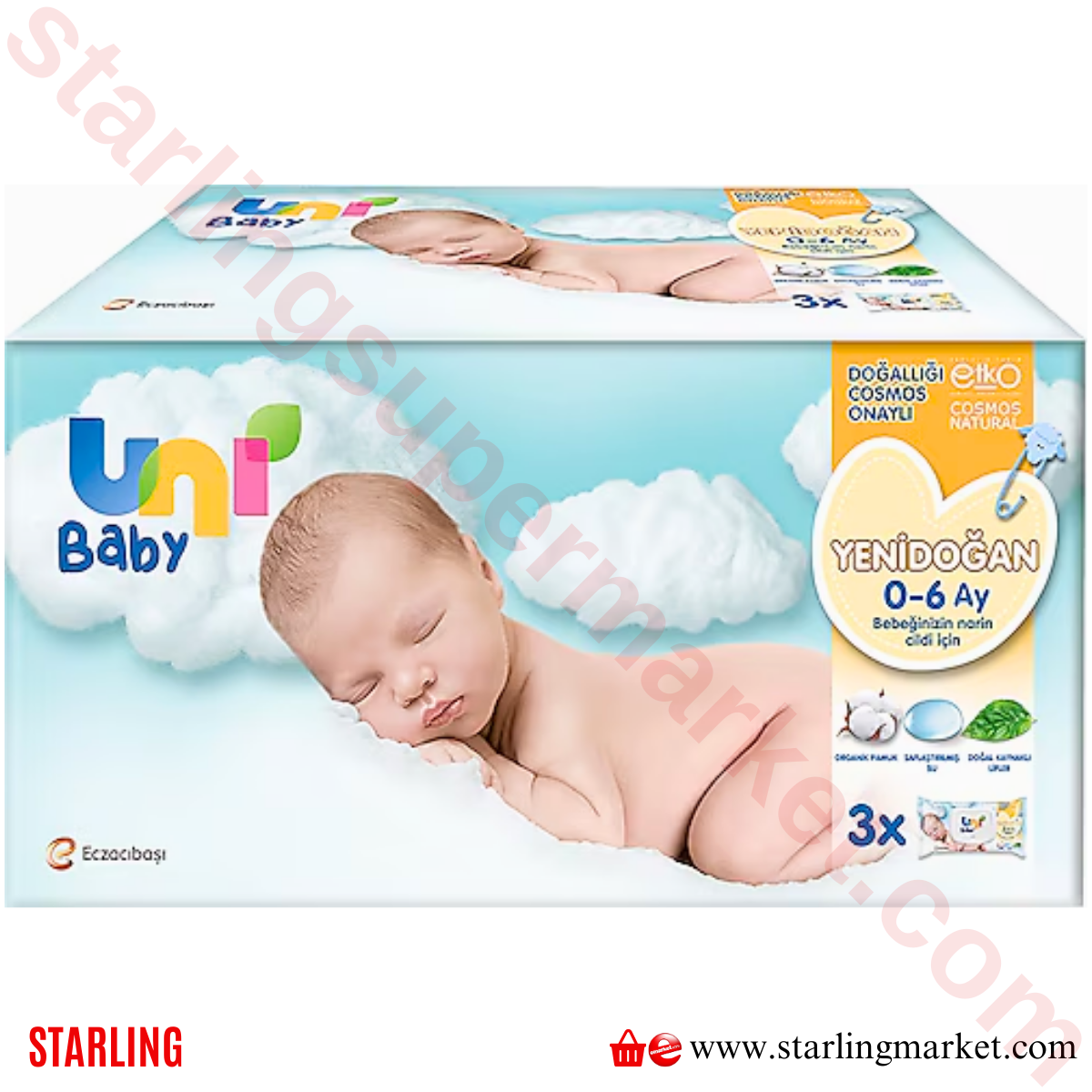 UNI BABY ISLAK MENDIL YENIDOGAN KAPAKLI 3*40 LI
