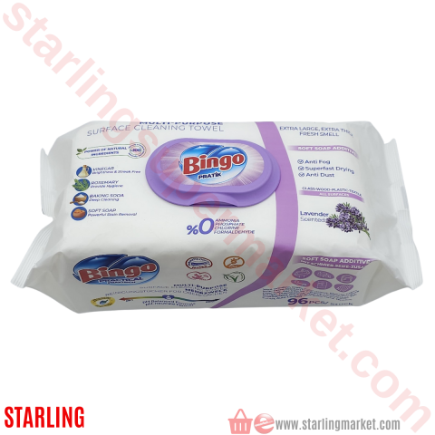 BINGO YUZEY TEMILIYICI HAVLU LAVANTA AROMALI 96 LI