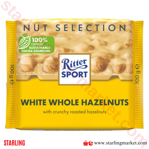 RITTER SPORT WHITE WHOLE HAZELNUTS 100 G