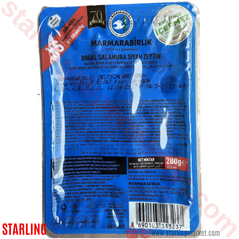 MARMARABIRLIK ZEYTIN GEMLIK TIPI SIYAH 200 G