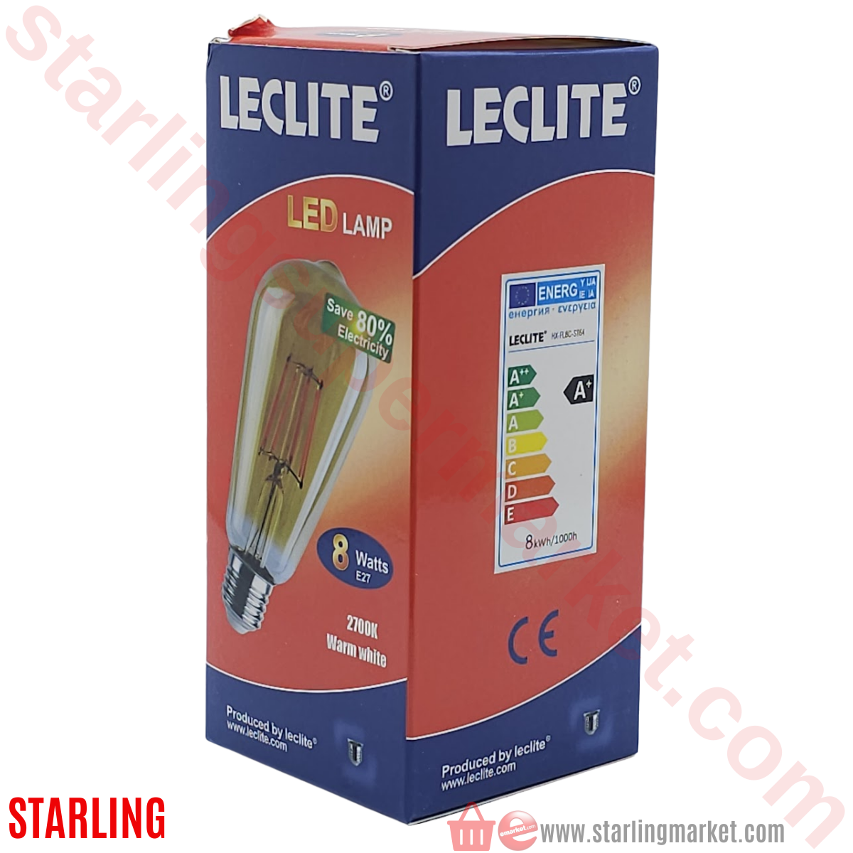 LECLITE AMPUL LED ST64 8W E27 2700K